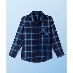 Pine Kids Cotton Woven Full Sleeves Checks Shirt with Basketball Printed T- Shirt -Blue & White