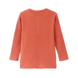 Pine Kids Cotton Structure Knit Full Sleeves T-Shirt Solid Colour - Orange
