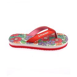 Pine Kids Slip On Flip Flops With Floral Print - Red