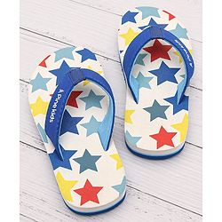 Pine Kids Slip On Flip Flops With Star Print - White