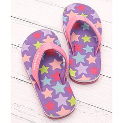Pine Kids Slip On Flip Flops With Star Print -Lavender