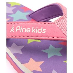 Pine Kids Slip On Flip Flops With Star Print -Lavender