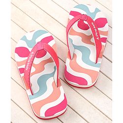Pine Kids Slip On Flip Flops with Marble Print - Fuchsia