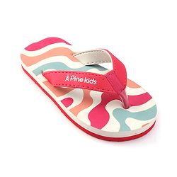 Pine Kids Slip On Flip Flops with Marble Print - Fuchsia