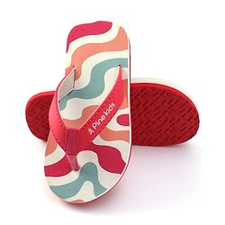 Pine Kids Slip On Flip Flops with Marble Print - Fuchsia