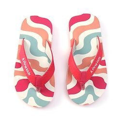 Pine Kids Slip On Flip Flops with Marble Print - Fuchsia