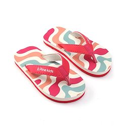 Pine Kids Slip On Flip Flops with Marble Print - Fuchsia