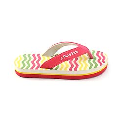 Pine Kids Slip On Flip Flops With Stripes - Pink Yellow & Green