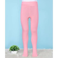 Pine Kids Cotton Knit Solid Colored Footie Tights - Pink