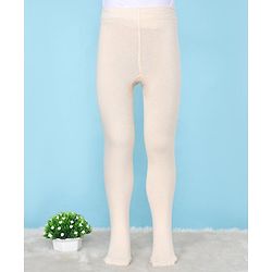 Pine Kids Cotton Knit Silvadur Antimicrobial Footed Tights Solid Colour - Peach
