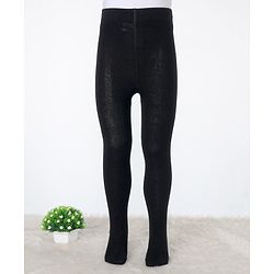 Pine Kids Knitted Full Length Tights With Solid Colour - Black
