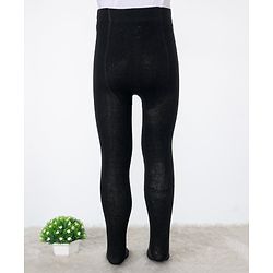 Pine Kids Knitted Full Length Tights With Solid Colour - Black