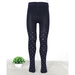 Pine Kids Cotton Knit Silvadur Antimicrobial Footed Tights Polka Dots Design - Black