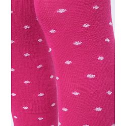 Pine Kids Cotton Knit Silvadur Antimicrobial Footed Tights Polka Dots Design - Dark Pink