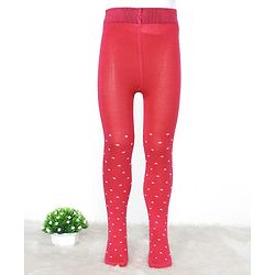 Pine Kids Cotton Knit Anti Microbial Footed Tights Solid Print - Red