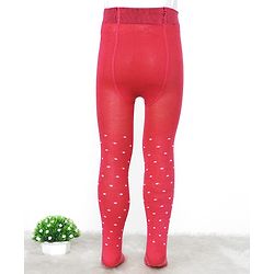 Pine Kids Cotton Knit Anti Microbial Footed Tights Solid Print - Red