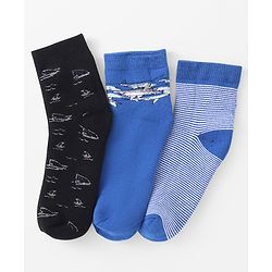 Pine Kids Knitted Silvadur Antimicrobial Ankle Length Striped Socks - Pack of 3 ( Color May Vary )