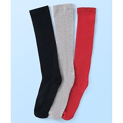 Pine Kids Knitted Silvadur Antimicrobial Full  Length Solid Color  Socks - Pack of 3 ( Color May Vary )