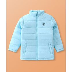 Pine Kids Full Sleeves Quilted Hooded Jacket with Solid Colour -Sky Blue