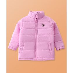 Pine Kids Woven Full Sleeves Solid Padded Jacket with Pockets - Baby Pink