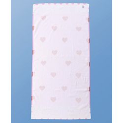 Pine Kids Terry Woven Towel & Wrapper Heart Print L 60 x B 120 cm - Pink