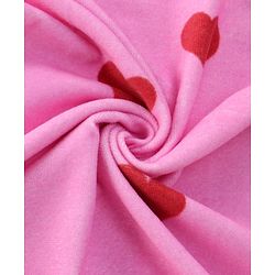 Pine Kids Terry Woven Towel & Wrapper Heart Print L 60 x B 120 cm - Pink