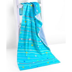Pine Kids Terry Woven Towel & Wrapper Star Print L 120 x B 60 cm - Blue