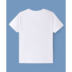 Pine Kids Cotton Knit Half Sleeves T-Shirt with Bicycle Graphics - White
