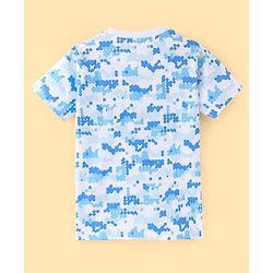 Pine Kids Cotton Knit Half Sleeves T-Shirt All over Printed & Text Print - Blue