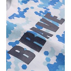 Pine Kids Cotton Knit Half Sleeves T-Shirt All over Printed & Text Print - Blue