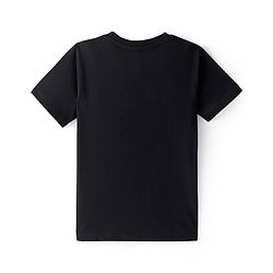 Pine Kids Cotton Knit Half Sleeves T-Shirt with UFO Print - Black