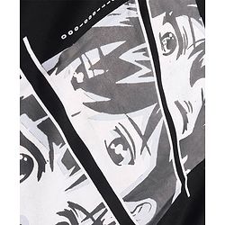 Pine Kids Cotton Knit Half Sleeves T-Shirt with Anime Print - Black