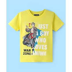 Pine Kids Cotton Knit Half Sleeves T-Shirt with Graphics - Yellow