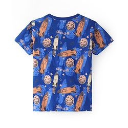 Pine Kids Cotton Knit Half Sleeves T-Shirt With Space Theme Print - Multicolor