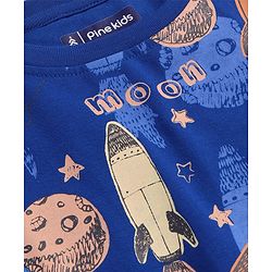 Pine Kids Cotton Knit Half Sleeves T-Shirt With Space Theme Print - Multicolor