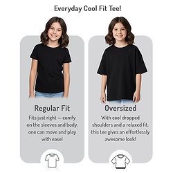 Pine Kids Cotton Knit Half Drop Shoulder Sleeves Text Printed Oversized T-Shirt - Cream