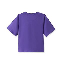 Pine Kids Cotton Knit Half Sleeves T-Shirt With Text Print - Purple