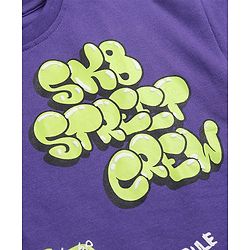 Pine Kids Cotton Knit Half Sleeves T-Shirt With Text Print - Purple