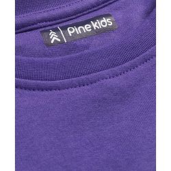 Pine Kids Cotton Knit Half Sleeves T-Shirt With Text Print - Purple