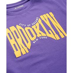 Pine Kids Cotton Knit Half Sleeves Text Printed T-Shirt - Purple
