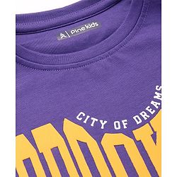 Pine Kids Cotton Knit Half Sleeves Text Printed T-Shirt - Purple
