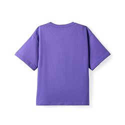 Pine Kids Cotton Knit Half Drop Shoulder Sleeves T-Shirt with Text Print - Purple