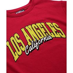 Pine Kids Cotton Knit Half Sleeves Text Printed T-Shirt - Red