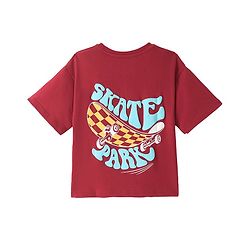 Pine Kids Cotton Knit Half Sleeves T-Shirt with Text Print - Maroon