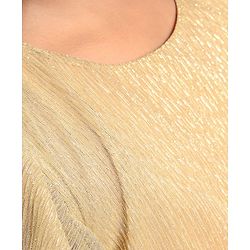 Pine Kids  Frill  Sleeves Shimmered Top & Skirt Set Solid Colour - Golden