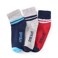 Pine Kids Ankle Length Silvadur Antimicrobial Socks Pack of 3 (Colour May Vary)