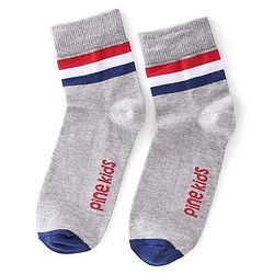 Pine Kids Knit Ankle Length Silvadur Antimicrobial Striped Socks Pack Of 3 ( Color May Vary )