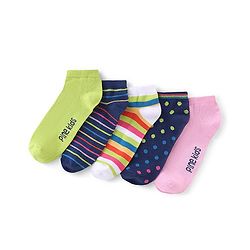 Pine Kids  Knit Ankle Length Silvadur Antimicrobial Striped & Polka Dots Design Socks Pack Of 5  ( Color May Vary )