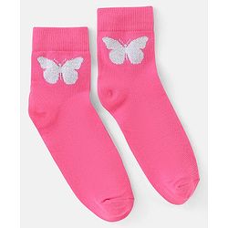 Pine Kids Knit Ankle Length Silvadur Antimicrobial Heart Butterfly & Floral Design Socks Pack Of 3 ( Color May Vary )