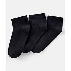 Pine Kids Knit Antimicrobial Ankle Length Solid Colour Socks Pack of 3 - Black